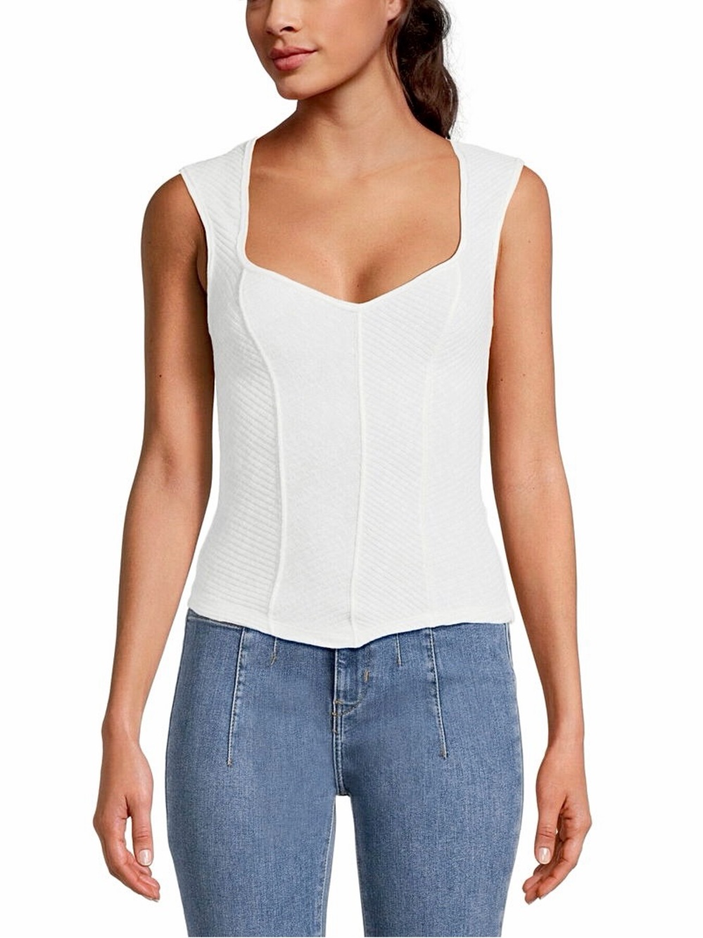 Free People | We The Free – Boss Babe Tank Knit Corset Top – White  – Sz. XS